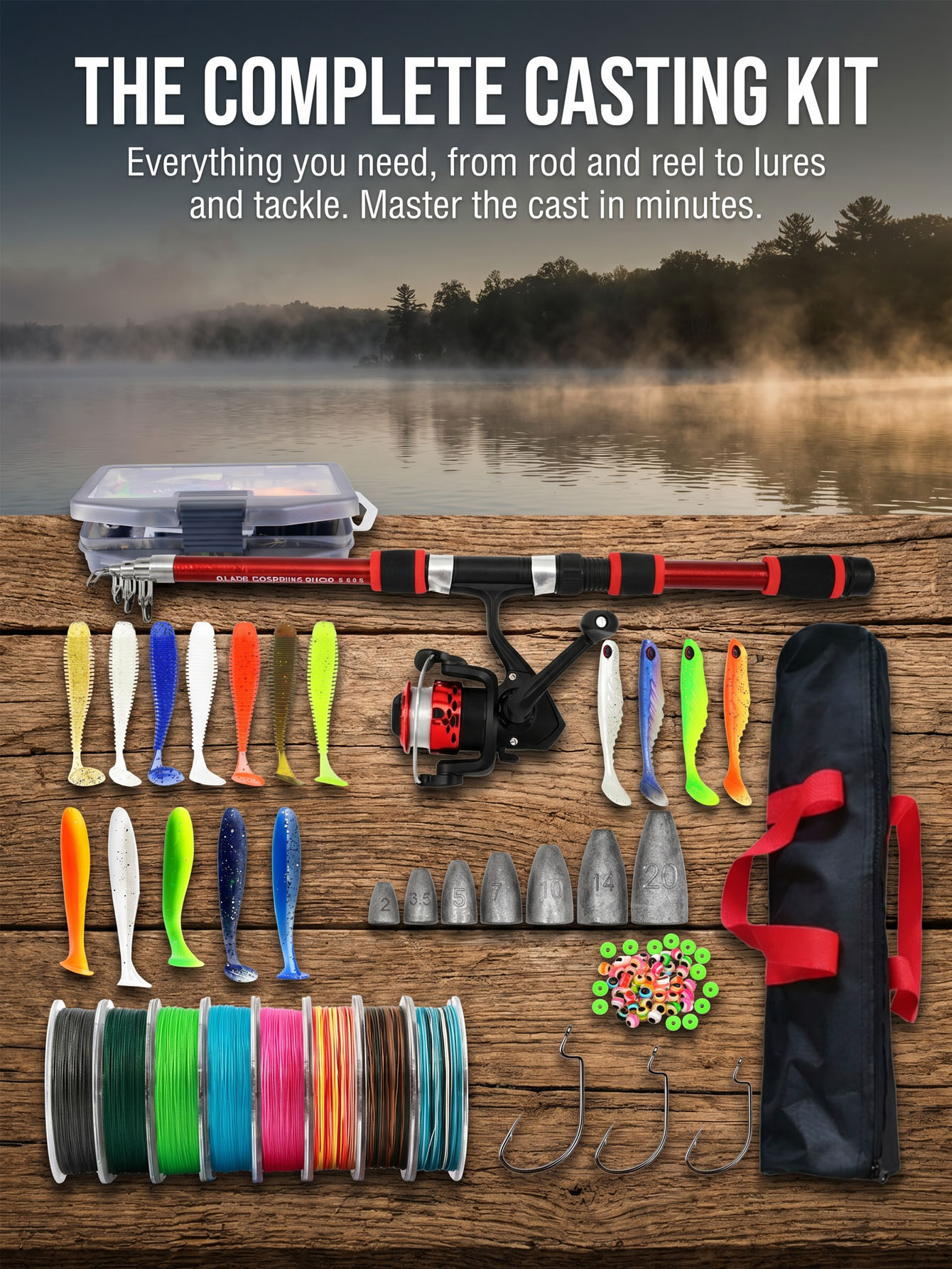 Fishing Rod Reel Combos Collap - đánh giá và giá Spincast Reel