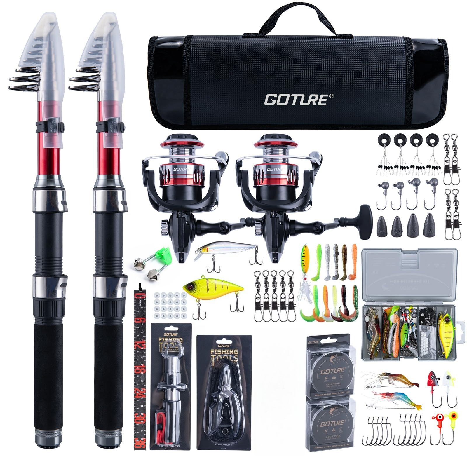 Goture 2Pcs Fishing Rod and 2P - đánh giá và giá Reel Bag